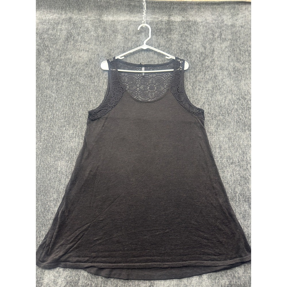 Torrid Swing Tank Top Womens 2 Black Crochet Detail‎ Scoop Neck Modern Round Hem